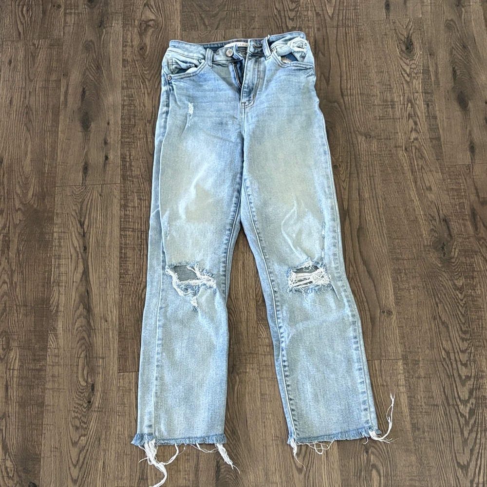 Eunina Light Blue Distressed Straight Leg Jeans